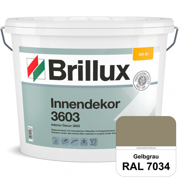 Innendekor ELF KR-K1 3603 (RAL 7034 Gelbgrau) Kratzputz nach zur Erzielung dekorativer und strapazie