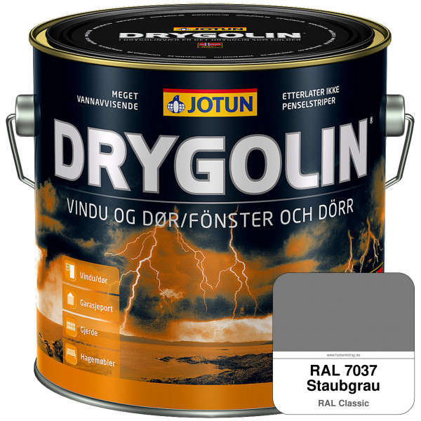 DRYGOLIN Vindu og Dør - wetterbeständige Holzschutzfarbe für Außen (RAL 7037 Staubgrau)