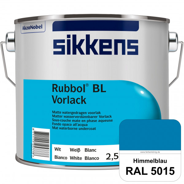Rubbol BL Vorlack (RAL 5015 Himmelblau) Wasserbasierter, matter & umweltschonender Vorlack (innen)