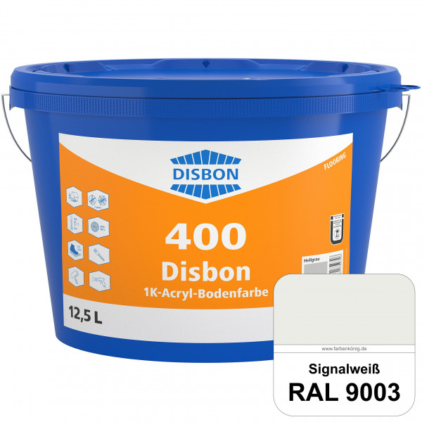 Disbon 400 1K-Acryl-Bodenfarbe (RAL 9003 Signalweiß) Dispersionsbeschichtung für mineralische Bodenf