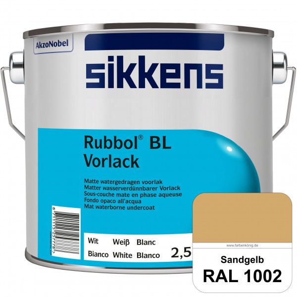 Rubbol BL Vorlack (RAL 1002 Sandgelb) Wasserbasierter, matter & umweltschonender Vorlack (innen)