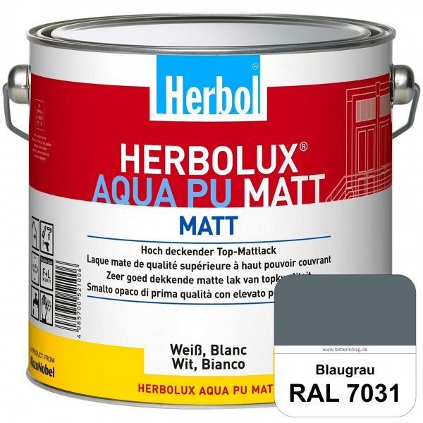 Herbolux Aqua PU Matt (RAL 7031 Blaugrau) Top-PU-Mattlack auf Wasserbasis (Innen)