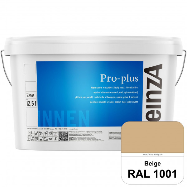 einzA Pro-plus (RAL 1001 Beige) Lösemittelfreie waschbeständige Kunststoff-Dispersionsfarbe