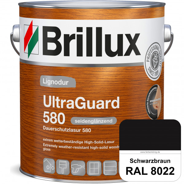 Lignodur UltraGuard 580 (Dauerschutzlasur 580) RAL 8022 Schwarzbraun