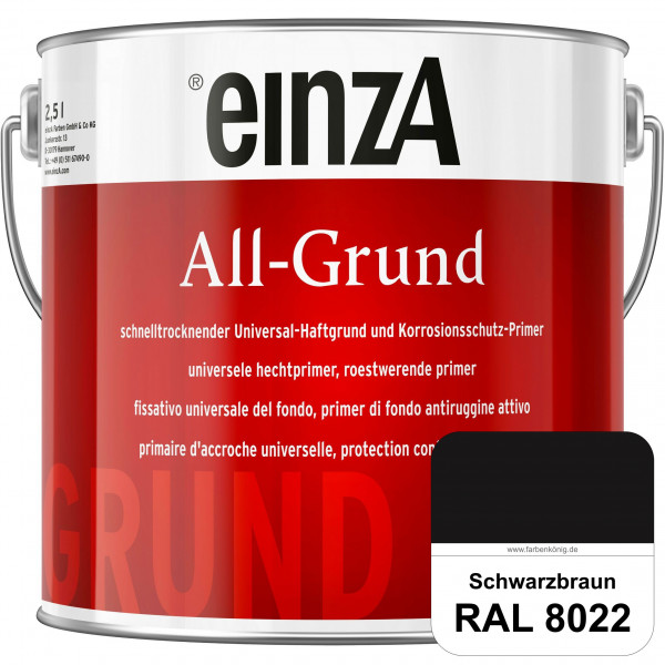 einzA All-Grund (RAL 8022 Schwarzbraun) Schnelltrocknender Haftgrund & Korrosionsschutz-Primer