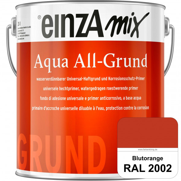 einzA Aqua All-Grund (RAL 2002 Blutorange) Wasserverdünnbarer Haftgrund & Korrosionsschutz-Primer