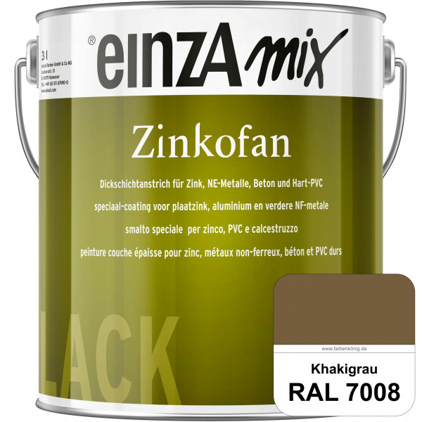 einzA Zinkofan (RAL 7008 Khakigrau) Hoch wetterbeständiges "Dickschicht-1-Topf-System"