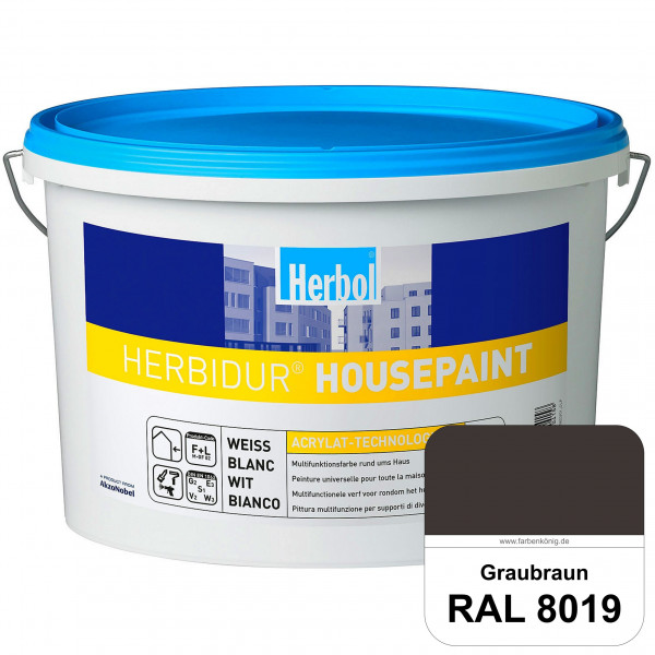 Herbidur Housepaint (RAL 8019 Graubraun) seidenmatte Reinacrylat-Fassadenfarbe