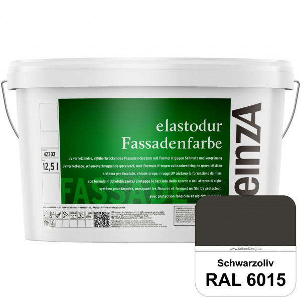 einzA elastodur Fassadenfarbe (RAL 6015 Schwarzoliv) UV-vernetzendes & rissüberbrückendes Fassadenfa