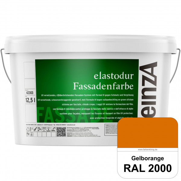 einzA elastodur Fassadenfarbe (RAL 2000 Gelborange) UV-vernetzendes & rissüberbrückendes Fassadenfar