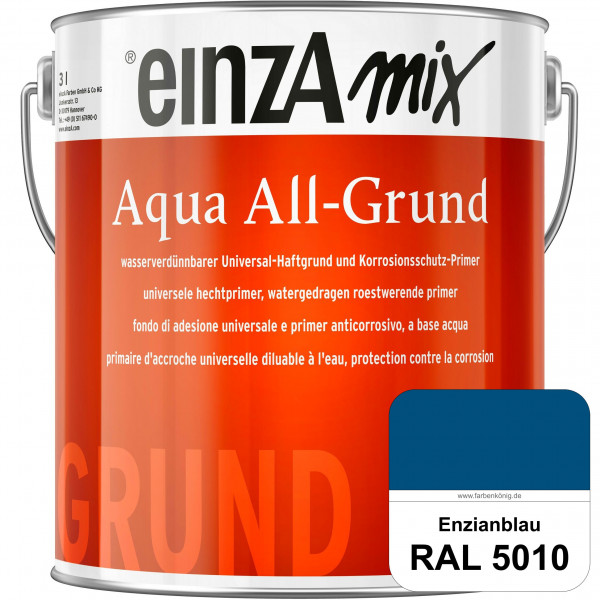einzA Aqua All-Grund (RAL 5010 Enzianblau) Wasserverdünnbarer Haftgrund & Korrosionsschutz-Primer