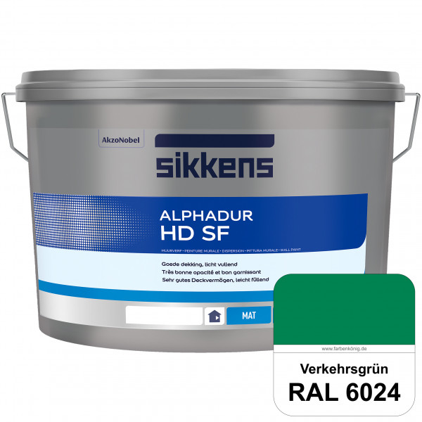 Alphadur HD SF (RAL 6024 Verkehrsgrün) matte hochdeckende waschbeständige Innenwandfarbe