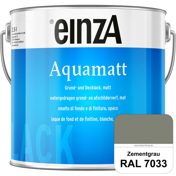 einzA Aquamatt (RAL 7033 Zementgrau) Wasserverdünnbare Vorstreichfarbe & matte Lackfarbe