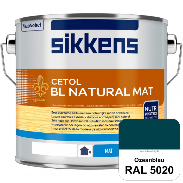 Cetol BL Natural Mat (RAL 5020 Ozeanblau) Matte, wasserverdünnnbare Dünnschichtlasur