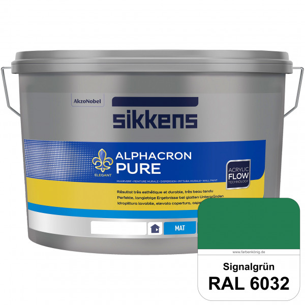 Alphacron Pure (RAL 6032 Signalgrün) Edelmatte & hochertige Premium Wandfarbe für glatte Untergründe