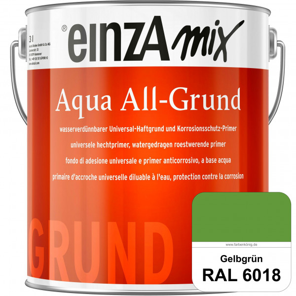 einzA Aqua All-Grund (RAL 6018 Gelbgrün) Wasserverdünnbarer Haftgrund & Korrosionsschutz-Primer