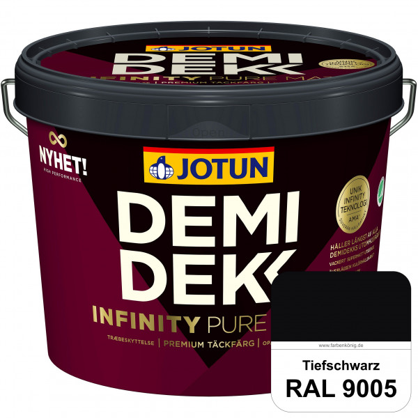 DEMIDEKK Infinity Pure Matt - Deckende, matte Holzfarbe (RAL 9005 Tiefschwarz)