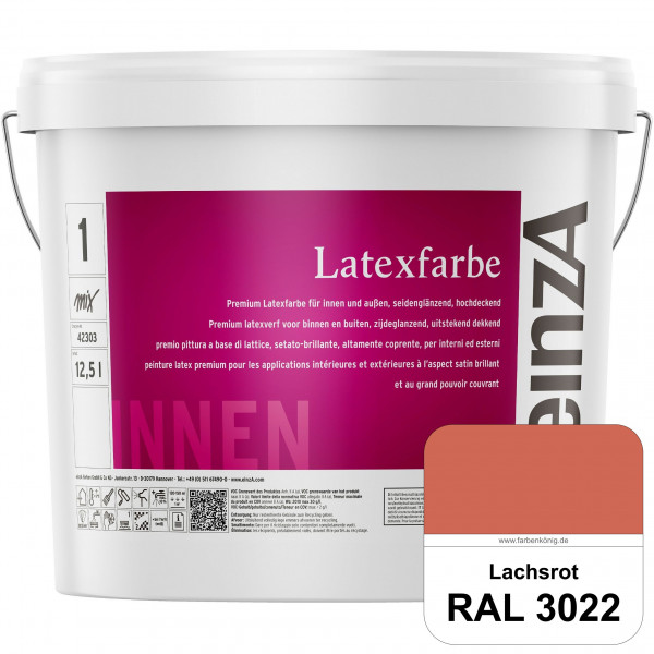 einzA Latexfarbe Premium (RAL 3022 Lachsrot) Hochwertige scheuerbeständige seidenglänzende Latexfarb