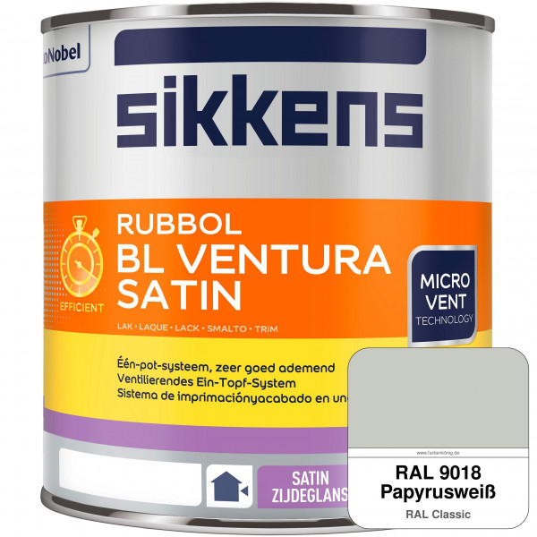 Rubbol BL Ventura Satin NEU (RAL 9018 Papyrusweiß) Seidenglanzlack (wasserbasiert) Fenster außen