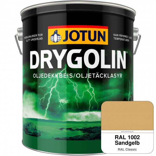 DRYGOLIN Oljedekkbeis - Deckende & wetterbeständige Öllasur für Außen (RAL 1002 Sandgelb)