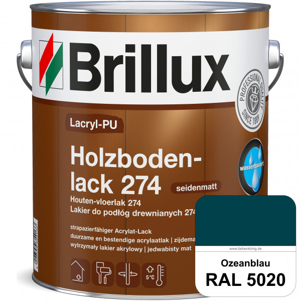 Lacryl-PU Holzbodenlack 274 (RAL 5020 Ozeanblau) hochwertige & widerstandsfähige, deckende Versiegel