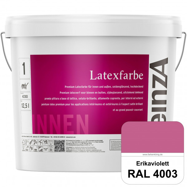 einzA Latexfarbe Premium (RAL 4003 Erikaviolett) Hochwertige scheuerbeständige seidenglänzende Latex