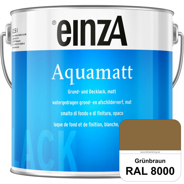 einzA Aquamatt (RAL 8000 Grünbraun) Wasserverdünnbare Vorstreichfarbe & matte Lackfarbe