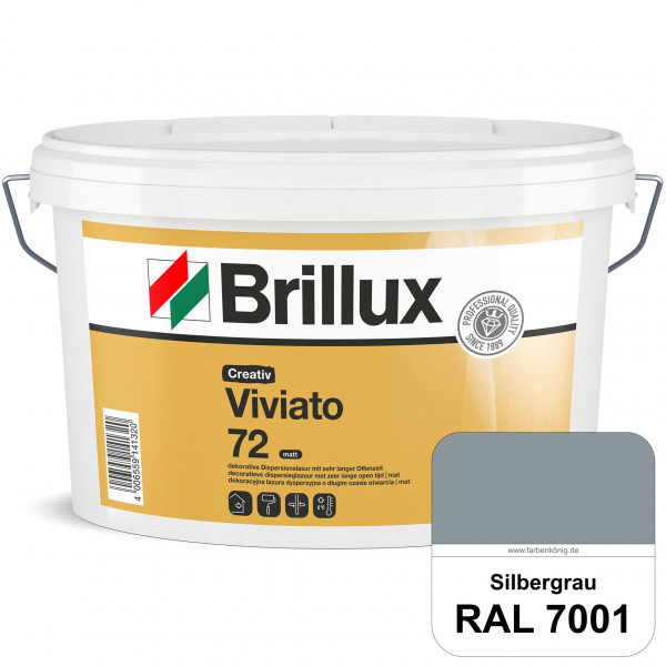 Creativ Viviato 72 (RAL 7001 Silbergrau) Tuchmatte Dispersionslasur für die dekorative Wandgestaltun