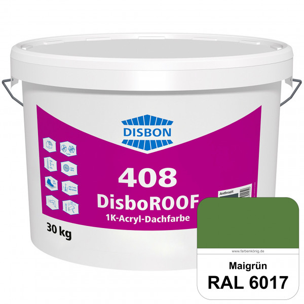 DisboROOF 408 1K-Acryl-Dachfarbe (RAL 6017 Maigrün) Elastische Reinacrylatbeschichtung für Betondach