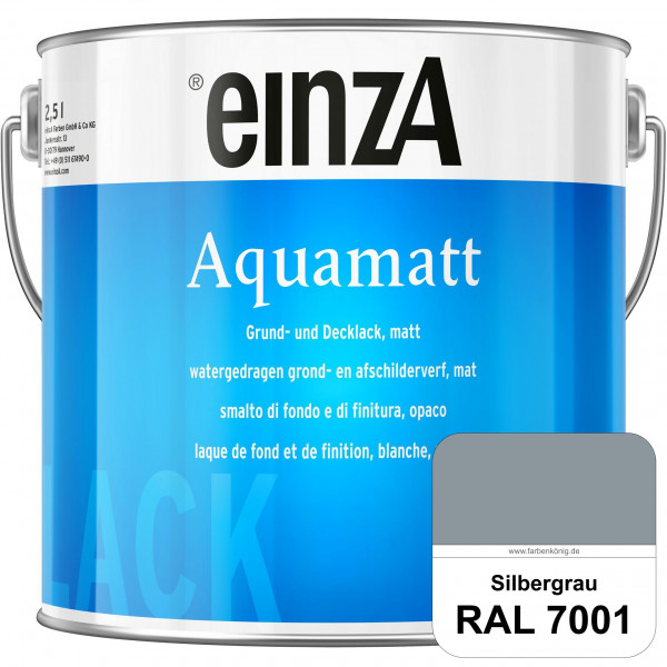 einzA Aquamatt (RAL 7001 Silbergrau) Wasserverdünnbare Vorstreichfarbe & matte Lackfarbe