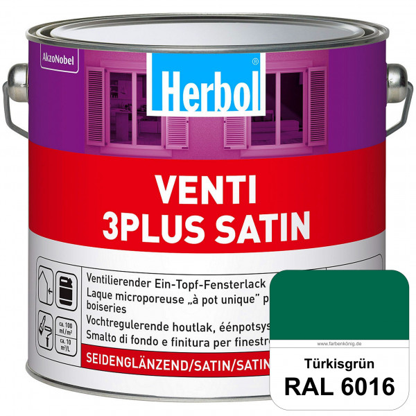 Venti 3Plus Satin (RAL 6016 Türkisgrün) feuchtigkeitregulierender & seidenglänzender Ein-Topf-Fenste