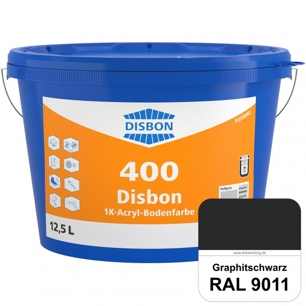 Disbon 400 1K-Acryl-Bodenfarbe (RAL 9011 Graphitschwarz) Dispersionsbeschichtung für mineralische Bo
