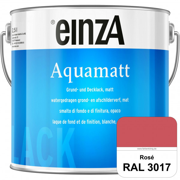 einzA Aquamatt (RAL 3017 Rosa) Wasserverdünnbare Vorstreichfarbe & matte Lackfarbe