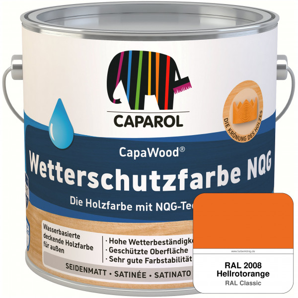 CapaWood® Wetterschutzfarbe NQG (RAL 2008 Hellrotorange) - ersetzt Capadur Wetterschutzfarbe NQG