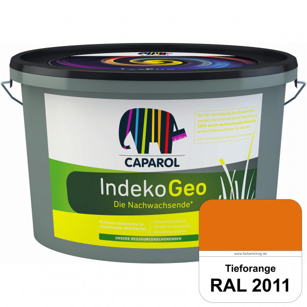 IndekoGeo (RAL 2011 Tieforange) Ressourcenschonende Premium Innenfarbe für stumpfmatte Oberflächen