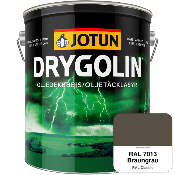 DRYGOLIN Oljedekkbeis - Deckende & wetterbeständige Öllasur für Außen (RAL 7013 Braungrau)