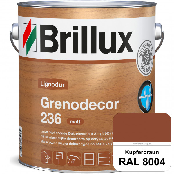 Grenodecor 236 (RAL 8004 Kupferbraun) Umwelt- und gesundheitsschonende, diffusionsfähige Dekorlasur