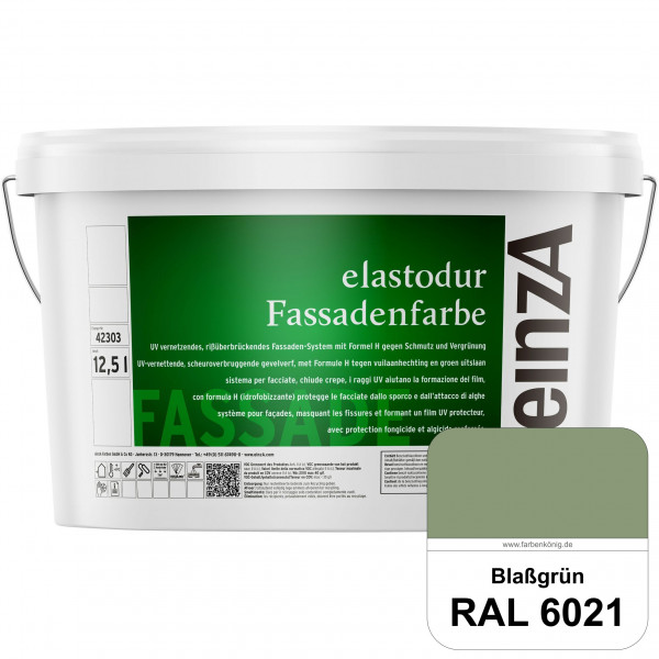 einzA elastodur Fassadenfarbe (RAL 6021 Blassgrün) UV-vernetzendes & rissüberbrückendes Fassadenfarb