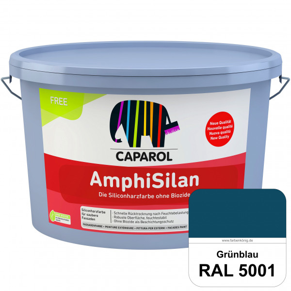 AmphiSilan FREE (RAL 5001 Grünblau) Mineralmatte Fassadenfarbe in spezieller Siliconharz-Bindemittel