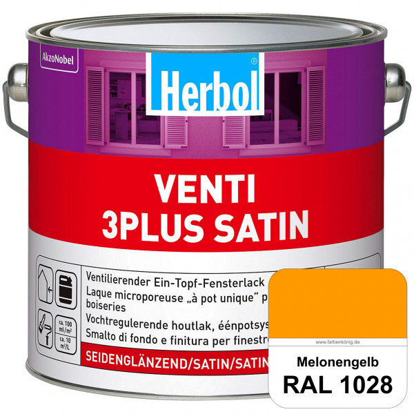 Venti 3Plus Satin (RAL 1028 Melonengelb) feuchtigkeitregulierender & seidenglänzender Ein-Topf-Fenst
