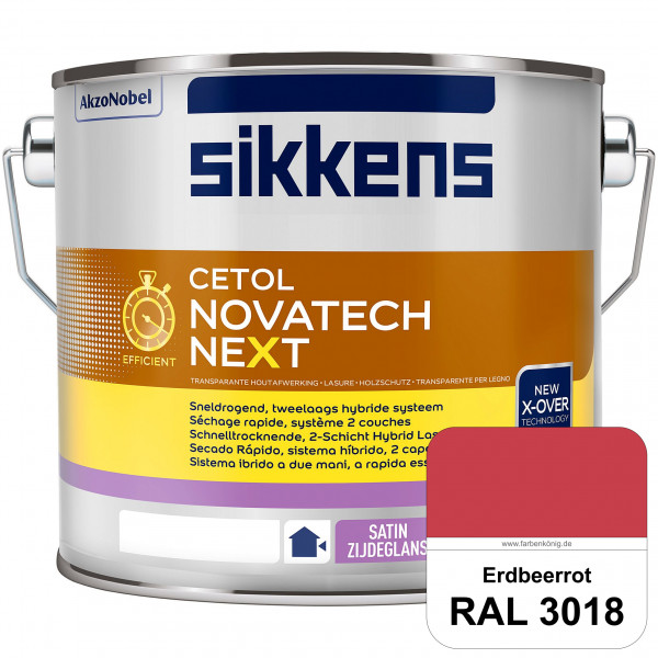 Cetol Novatech neXt (RAL 3018 Erdbeerrot) Schnelltrocknende Hybrid-Lasur mit höchster Wetterbeständi