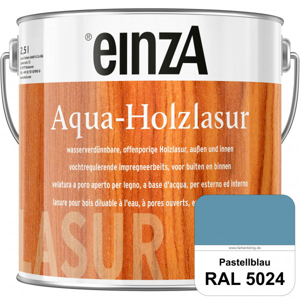 einzA Aqua-Holzlasur (RAL 5024 Pastellblau) wasserverdünnbare offenporige Holzlasur für Holzbauteile