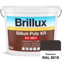 Silikat-Putz KR K2 3631 (RAL 8019 Graubraun) Dekorativer Kratzputz auf Silikatbasis