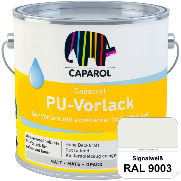 Capacryl PU-Vorlack (RAL 9003 Signalweiß) wasserbasierter & gut füllender Vorlack (innen & außen)