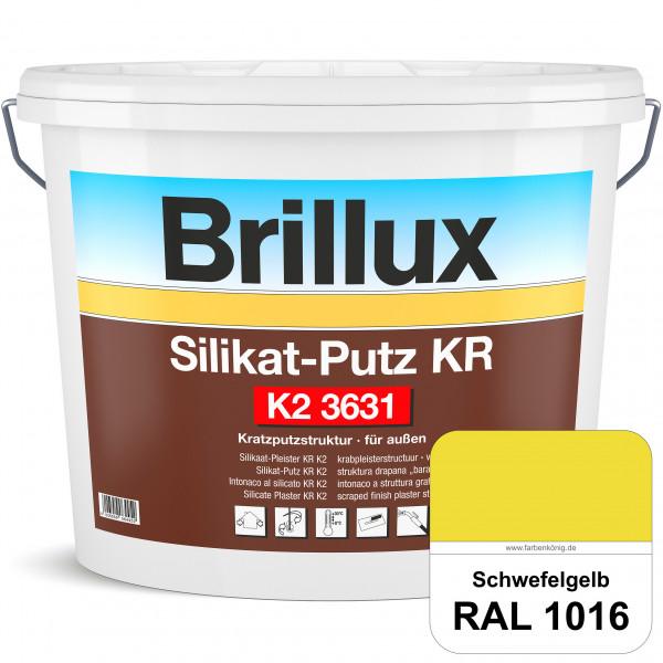 Silikat-Putz KR K2 3631 (RAL 1016 Schwefelgelb) Dekorativer Kratzputz auf Silikatbasis