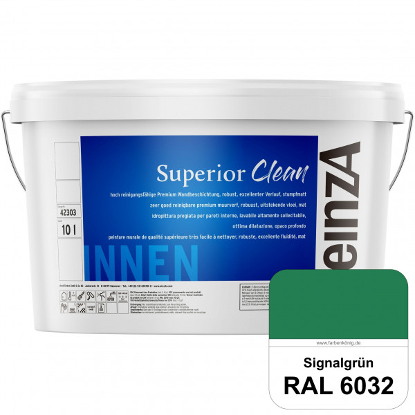 einzA Superior Clean (RAL 6032 Signalgrün) Hoch reinigungsfähige, stumpfmatte Premium-Wandbeschichtu