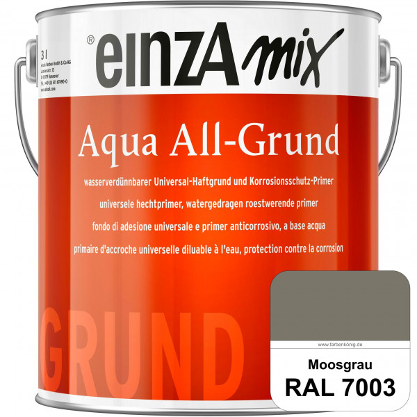 einzA Aqua All-Grund (RAL 7003 Moosgrau) Wasserverdünnbarer Haftgrund & Korrosionsschutz-Primer