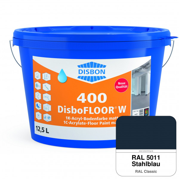 DisboFLOOR W 400 1K-Acryl-Bodenfarbe (RAL 5011 Stahlblau)