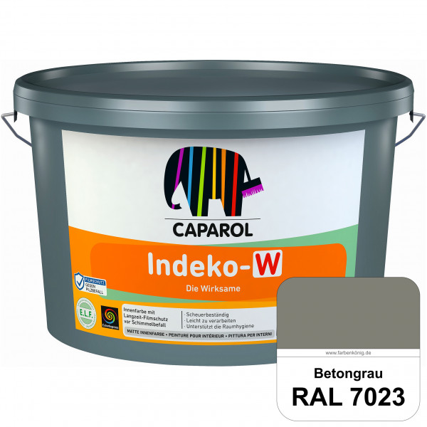 Indeko-W (RAL 7023 Betongrau) Matte Kunstharz-Innenfarbe mit Langzeit-Filmschutz vor Schimmelbefal