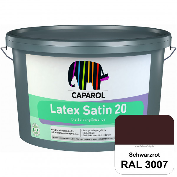 Latex Satin 20 (RAL 3007 Schwarzrot) strapazierfähige seidenglänzende Latexfarbe (Innen)